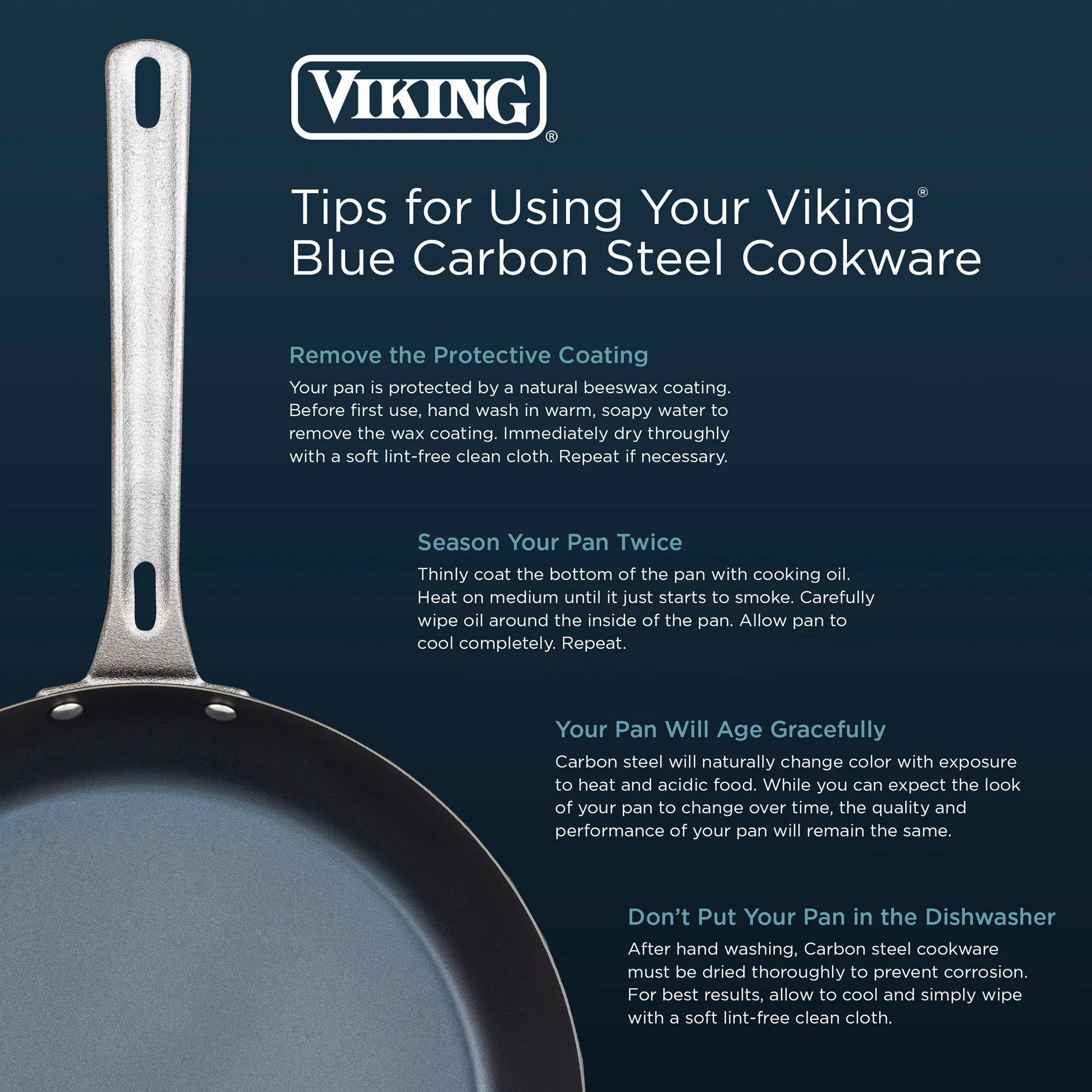 Viking Blue Carbon Steel 12-Inch Wok - Image 3