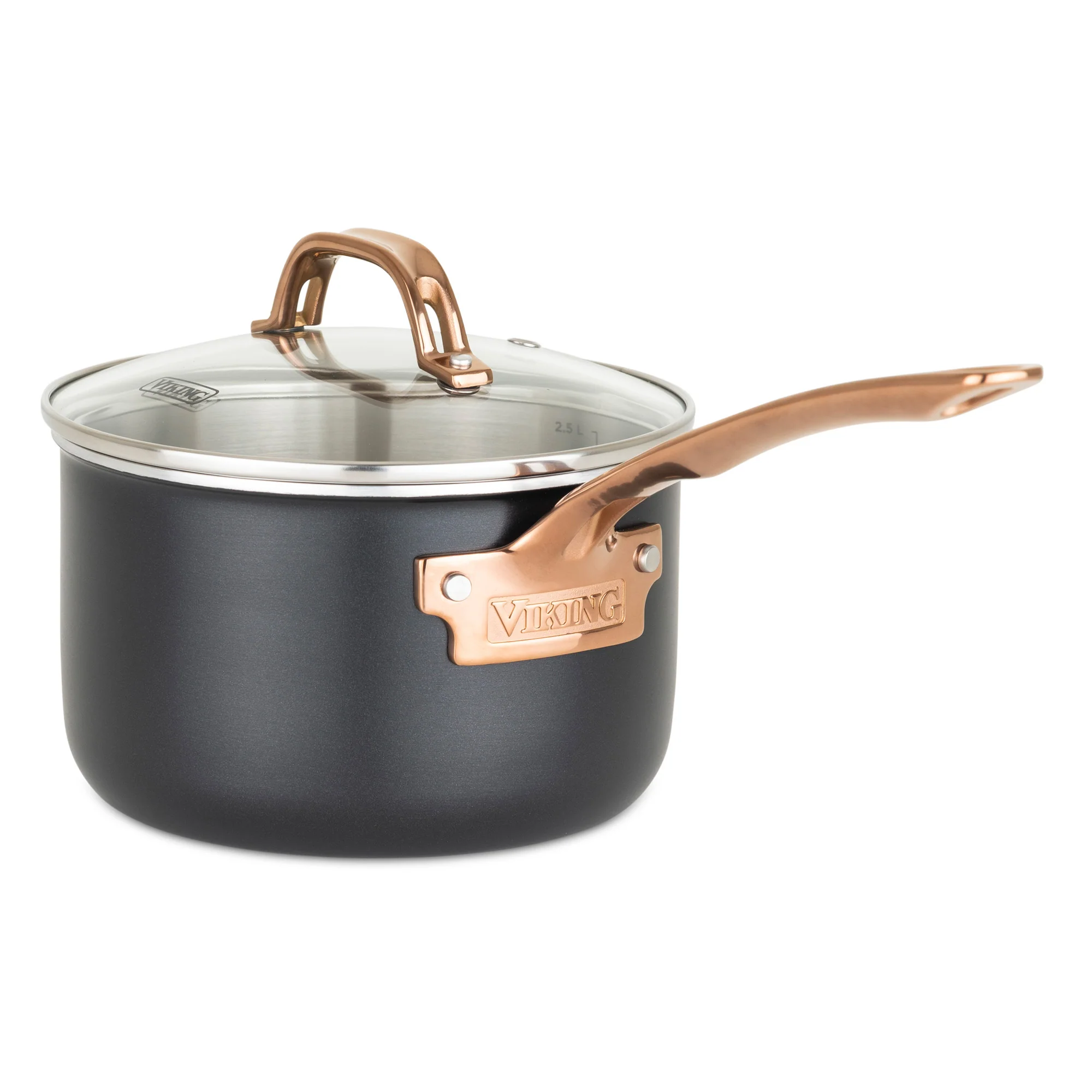 Viking 3-Ply 11 Piece Black and Copper Cookware Set with Glass Lids - Image 6