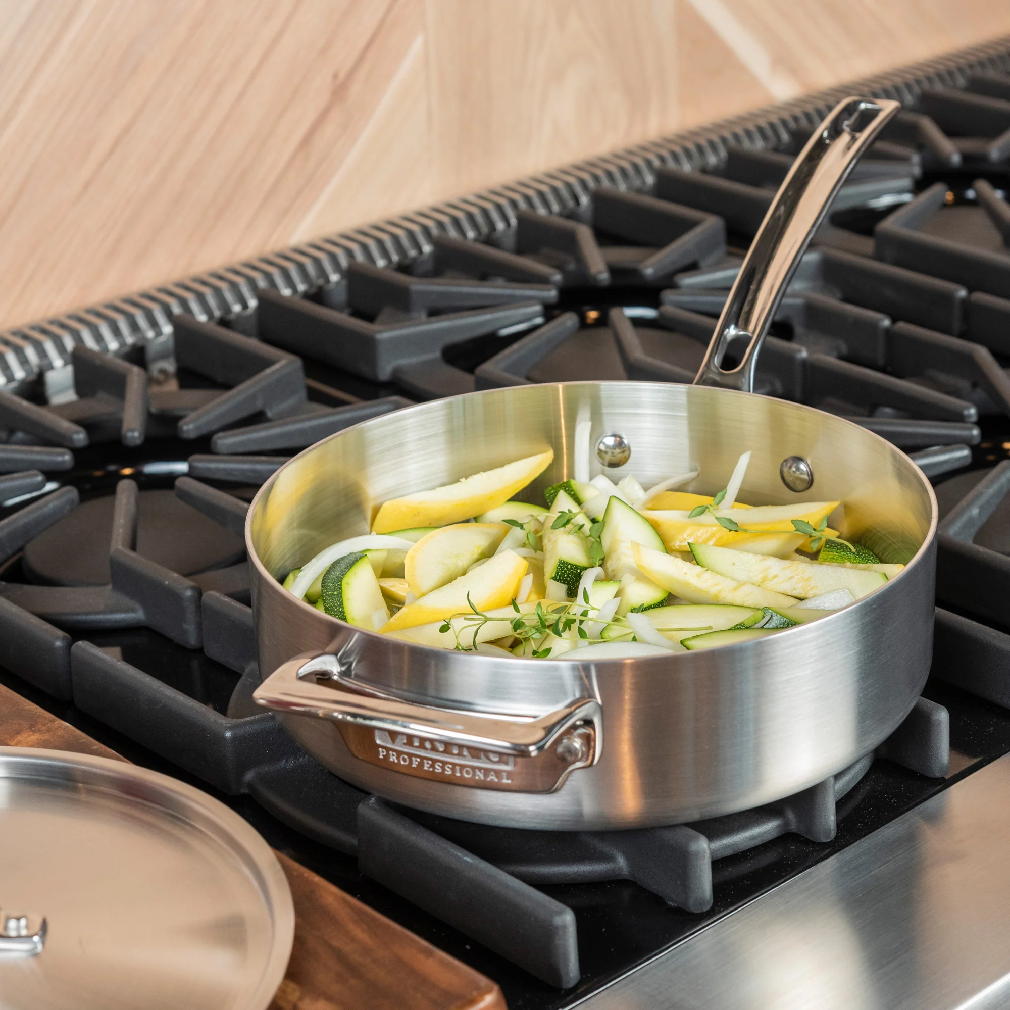 Viking Professional 5-Ply Stainless Steel 3.4-Quart Sauté Pan with Metal Lid - Image 2